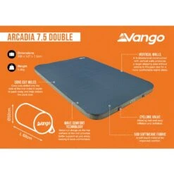 Vango Arcadia 7.5 Double Self Inflating Mat -Outdoor World Direct Shop arcadia 7.5 double infographic lowres