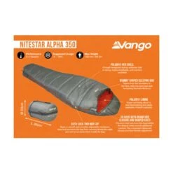 Vango Nitestar Alpha 350 Sleeping Bag (Fog) 13 Vango Nitestar Alpha 350 Sleeping Bag (Fog) -Outdoor World Direct Shop nitestar 350 infographic