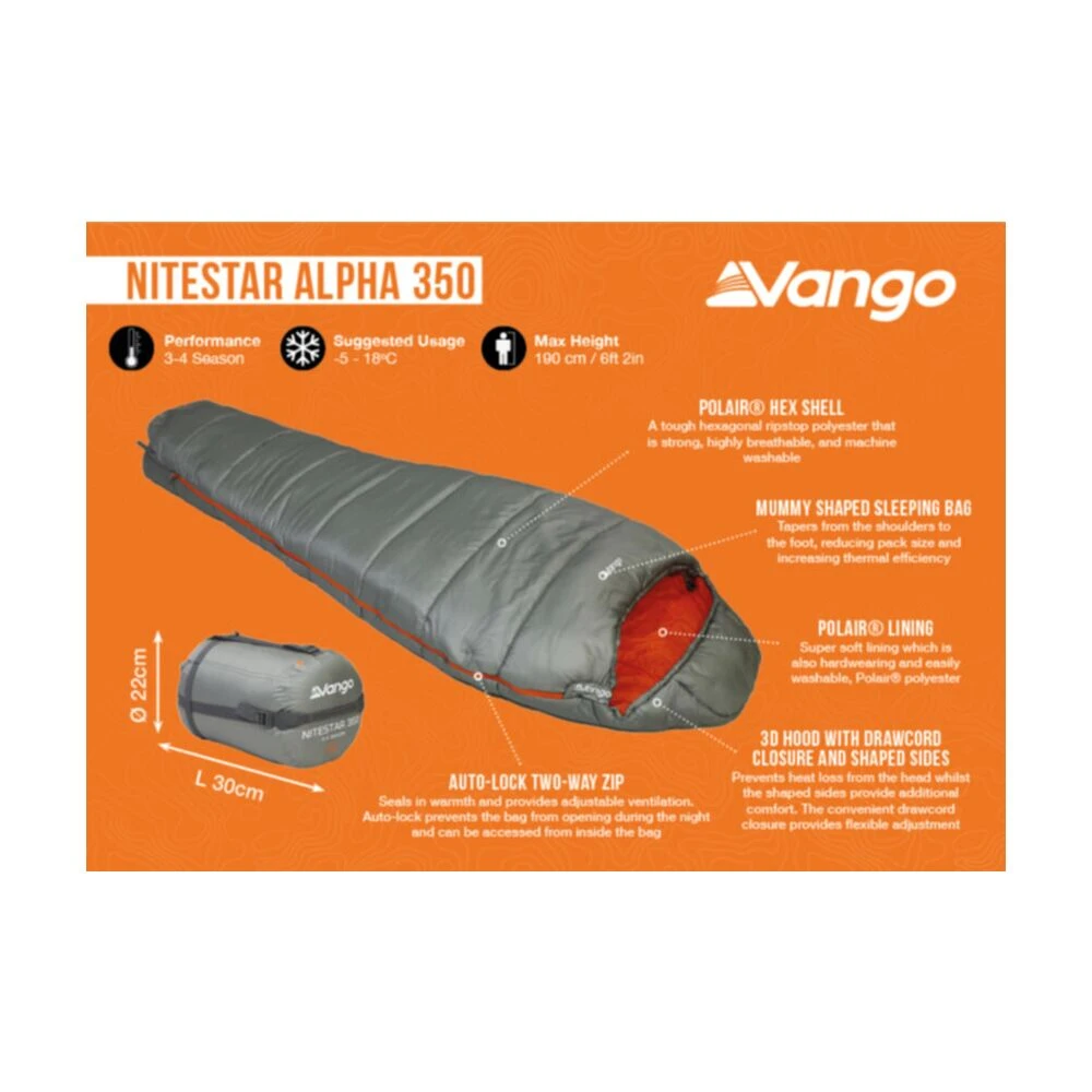 Vango Nitestar Alpha 350 Sleeping Bag (Fog) 6 Vango Nitestar Alpha 350 Sleeping Bag (Fog) - Image 6