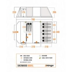 Vango Sherwood 600XL Poled Tent Package (incl Footprint) -Outdoor World Direct Shop sherwood 600xl floorplan low res