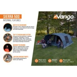 Vango Sierra 500 Poled Tent (2025) -Outdoor World Direct Shop sierra 500 infographic2 lowres